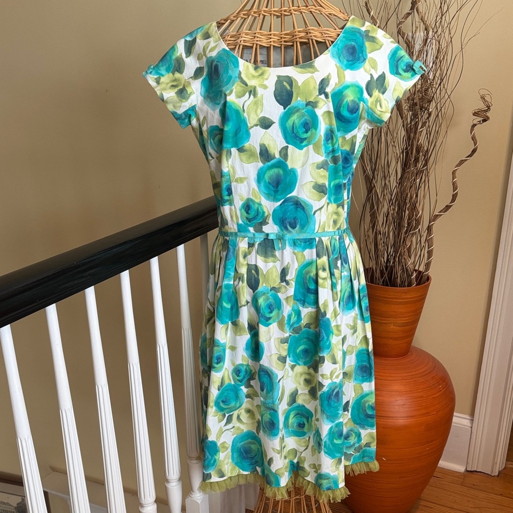 Sara Campbell Green And Blue Floral Dress
